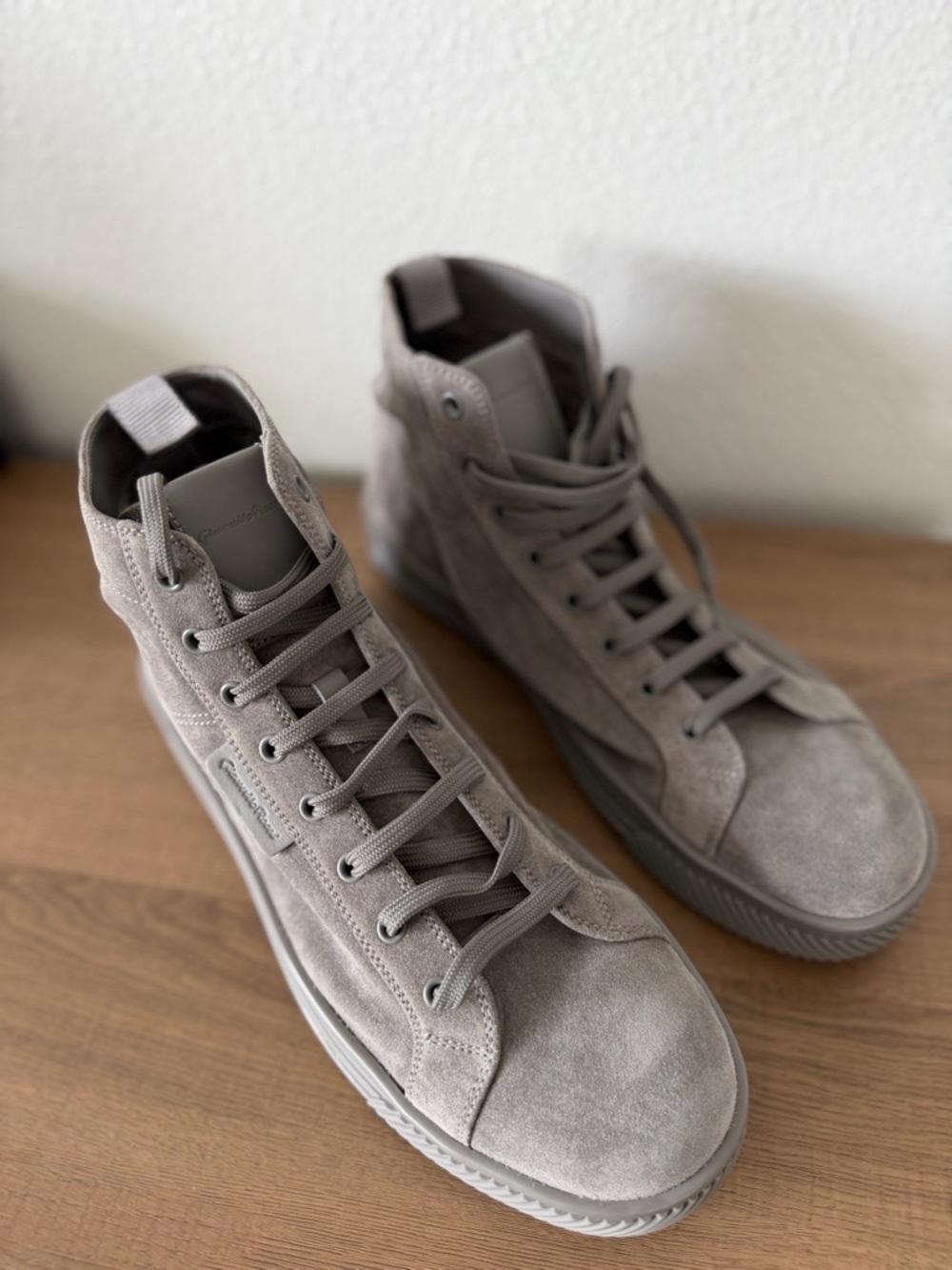 Never Used! Gianvito Rossi Men's High-Top Suede Sneakers in Taupe Gray